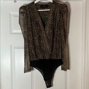 Elegant Leopard Print Sheer Bodysuit